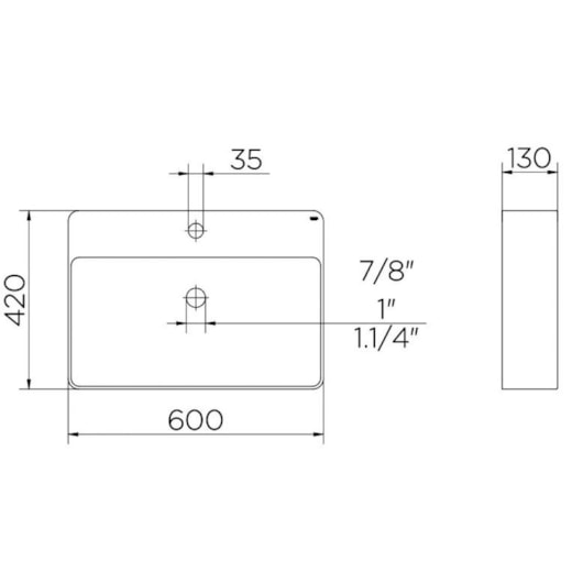 Cuba Apoio Retangular C/ Mesa 60x42cm Branco Docol - Imagem principal - f398afcf-74ea-4f2f-bdfc-e508431e615f