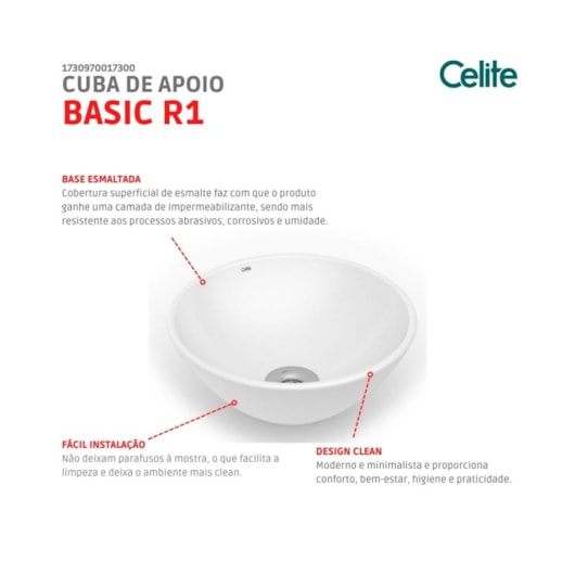 Cuba de Apoio Celite Basic Redonda Sem Mesa R1 35 Cm - Imagem principal - 3ee321b3-dfe7-4ff9-96b0-272ba4110f5b