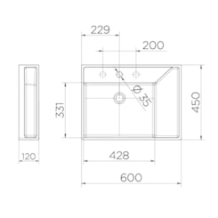 Cuba De Apoio De Mesa Direita Concreta Docol  60x45x12cm