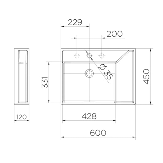 Cuba De Apoio De Mesa Direita Concreta Docol  60x45x12cm - Imagem principal - 254c3a9b-193d-48dc-b26f-390ecd8e9fdb