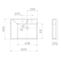 Cuba De Apoio De Mesa Esquerda Concreta Docol  60x45x12cm