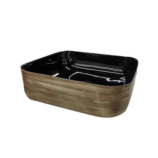 Cuba De Apoio De Porcelana Para Lavatório Cub1013 Preto Brilhante Com Textura Kromma - Imagem principal - 6d1ec80a-dad6-4308-8cdd-2f4224621411