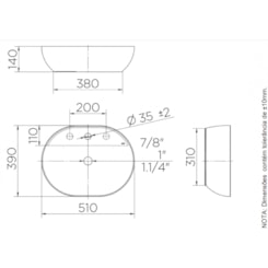 Cuba de Apoio Oval Luxo Branco 51x39x14cm Docol