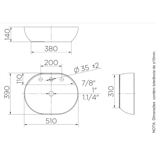 Cuba de Apoio Oval Luxo Branco 51x39x14cm Docol - Imagem principal - 0b3542b4-d483-4bbe-8bc1-85e66073a06d
