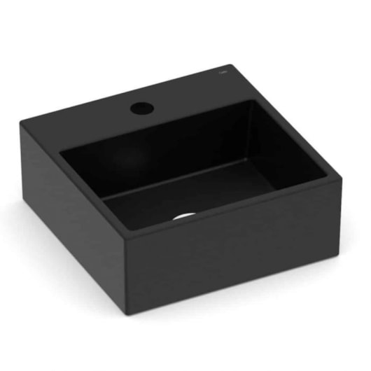 Cuba de Apoio Quadrada Com Mesa Basic Q6 35x35cm Matte Black Celite - Imagem principal - 9a325d0b-bef7-4c84-84ce-aada1e5f5e19