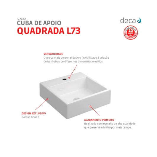 Cuba De Apoio Quadrada Com Mesa Branco Deca 41cm - Imagem principal - 5cf8df96-9575-4a4d-840f-b66de28086fc