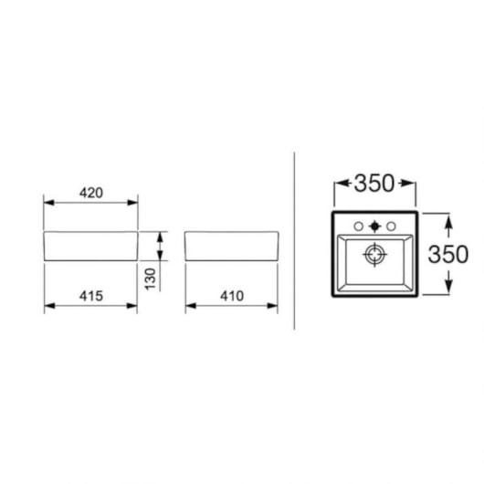 Cuba de Apoio Quadrada com Mesa Optica CQ42 42x42cm Branco Roca - Imagem principal - 35efb0c3-37ad-47cf-b274-8c2ced278ded