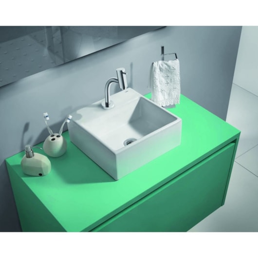 Cuba de Apoio Quadrada Com Mesa Q6 Basic Branco Celite 35x35cm - Imagem principal - de9936d7-b186-4842-b56e-d1c5de921062