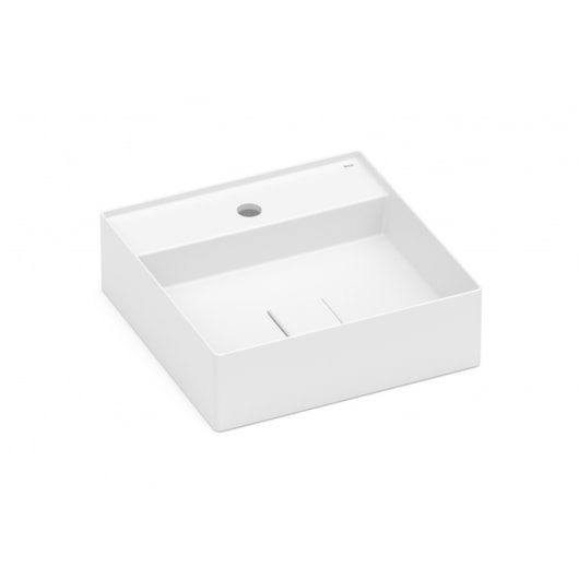 Cuba de Apoio Quadrada Com Mesa Terra T9 Branco Matte Roca 40x40cm - Imagem principal - b34908d9-c09c-4595-bb34-ed76bd3f87d6