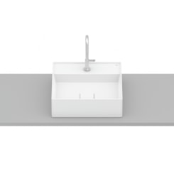Cuba de Apoio Quadrada Com Mesa Terra T9 Branco Matte Roca 40x40cm