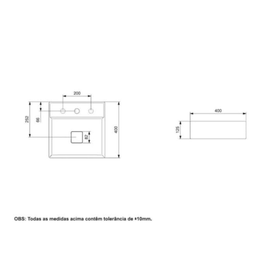 Cuba de Apoio Quadrada Com Mesa Terra T9 Branco Roca 40x40cm - Imagem principal - 43f5cf2d-aa69-448c-9851-52e77c1359f6