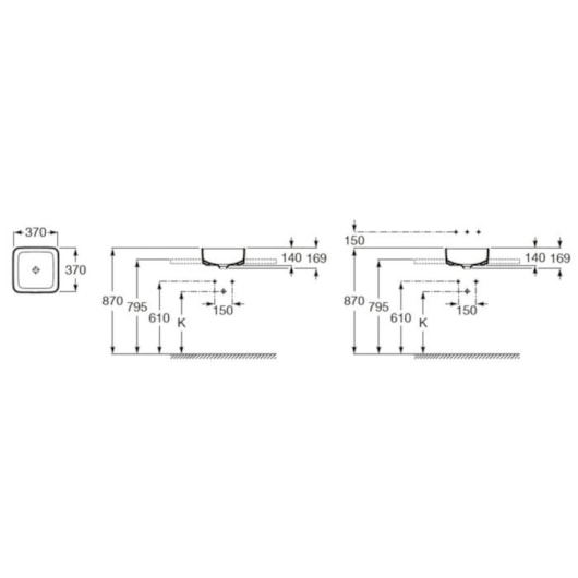 Cuba De Apoio Quadrada Inspira Square 37x37cm Branco Roca - Imagem principal - 32de826b-b91e-4652-b98b-dcc342e6b3eb