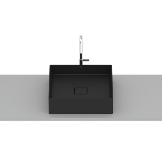 Cuba de Apoio Quadrada Sem Mesa Terra T5 Matte Black Roca 40x40cm - Imagem principal - f8b31a65-a761-4e6f-b634-92681c8a96b8