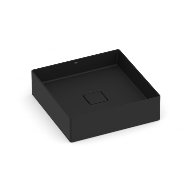 Cuba de Apoio Quadrada Sem Mesa Terra T5 Matte Black Roca 40x40cm