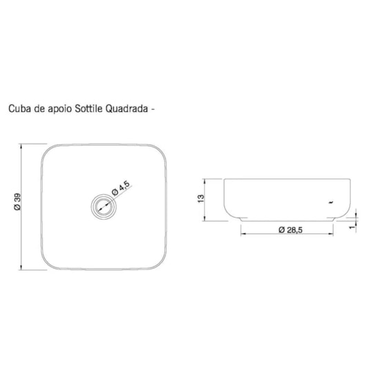 Cuba De Apoio Quadrada Sottile Nero Japi - Imagem principal - 8b593ee4-cb83-4389-b6f5-82fc41502cad