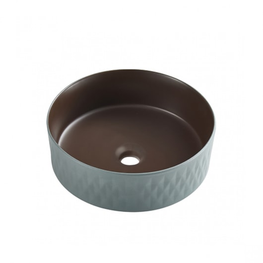 Cuba de Apoio Redonda Interno Marrom E Externo Azul Acqua Texturizado Sem Mesa Lexxa 39,5x12cm - Imagem principal - f0de60d8-28ff-461c-b774-b3dc2be0062b