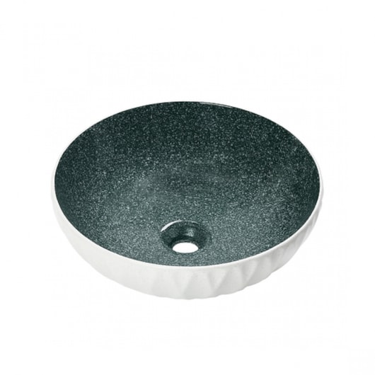 Cuba de Apoio Redonda Interno Verde Texturizado E Externo Branco Relevo Sem Mesa Lexxa 39,5x12cm - Imagem principal - e4326a12-f3d3-41a0-8423-e890db8fa268