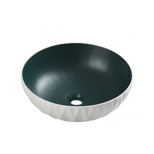 Cuba de Apoio Redonda Interno Verde Texturizado E Externo Branco Texturizado Relevo Sem Mesa Lexxa 39,5x12cm - Imagem principal - 347a0c09-e718-44e5-8e1e-7747cab2392a