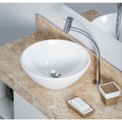 Cuba De Apoio Redonda Sem Mesa Louça Basic R1 35x13,5cm Branco Brilho Celite
