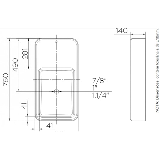 Cuba De Apoio Retangular Branco Frame 76x40x14cm Docol - Imagem principal - 50394bf5-f8f8-4361-a8e8-7fdb2fbbfa37