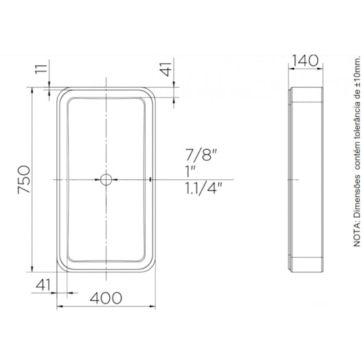 Cuba De Apoio Retangular Branco Frame 76x40x14cm Docol - Imagem principal - 6d5cf92d-aa2e-445e-8470-a98504a3d94a