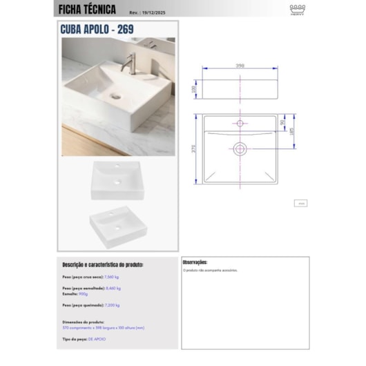 Cuba De Apoio Retangular com Mesa Apolo Branco Hervy - Imagem principal - b8177f9f-cece-4ec4-a1a3-4d9dc599cdd4