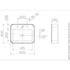 Cuba De Apoio Retangular Com Mesa Branco Frame 50x40x14cm Docol