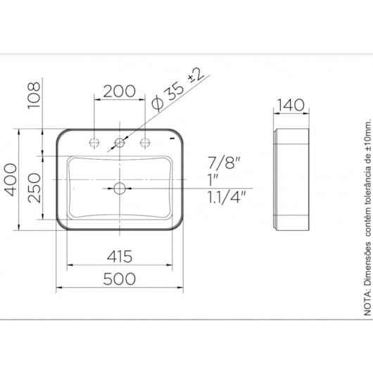 Cuba De Apoio Retangular Com Mesa Branco Frame 50x40x14cm Docol - Imagem principal - 0aeac09c-9b74-4f3a-a2e4-204c2ae950c1