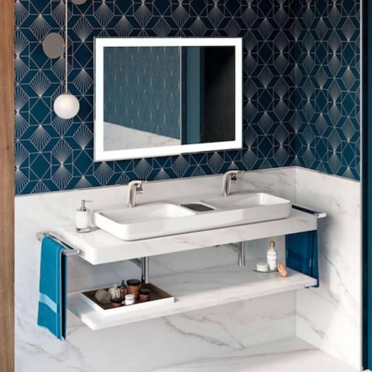 Cuba de Apoio Retangular com Mesa e Válvula Oculta 7/8 Infinity 110x42cm Beige Roca - Imagem principal - e062ac6e-6bda-4708-9a13-2bacab6364a2