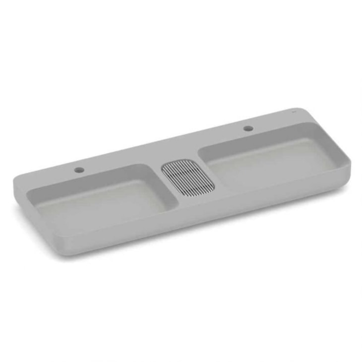 Cuba de Apoio Retangular com Mesa e Válvula Oculta 7/8 Infinity 110x42cm Stone Roca