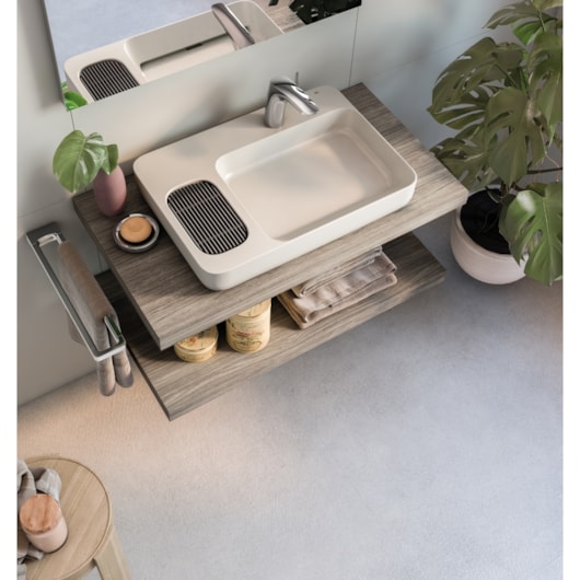 Cuba de Apoio Retangular com Mesa e Válvula Oculta 7/8 Infinity 60x42cm Beige Roca - Imagem principal - e062764b-a594-40a1-aada-4952974a98c4