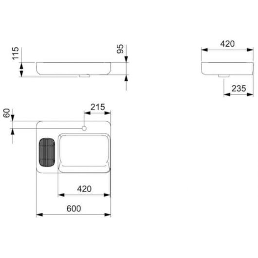 Cuba de Apoio Retangular com Mesa e Válvula Oculta 7/8 Infinity 60x42cm Beige Roca - Imagem principal - 79cdeca6-44ef-4ff3-8aa0-4b8fe8186d32
