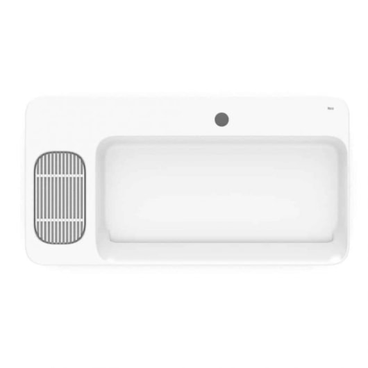 Cuba de Apoio Retangular com Mesa e Válvula Oculta 7/8 Infinity 80x42cm Branco Roca - Imagem principal - 6c1be76c-a364-42c9-b677-392658ee540f