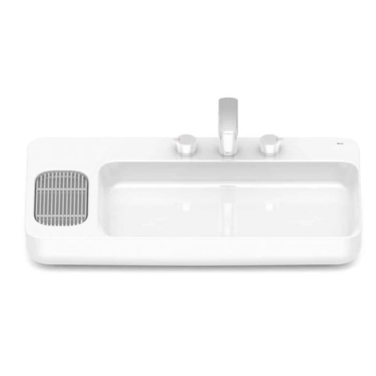 Cuba de Apoio Retangular com Mesa e Válvula Oculta 7/8 Infinity 80x42cm Branco Roca - Imagem principal - 129442cb-ac03-4484-979a-d557d73823b4