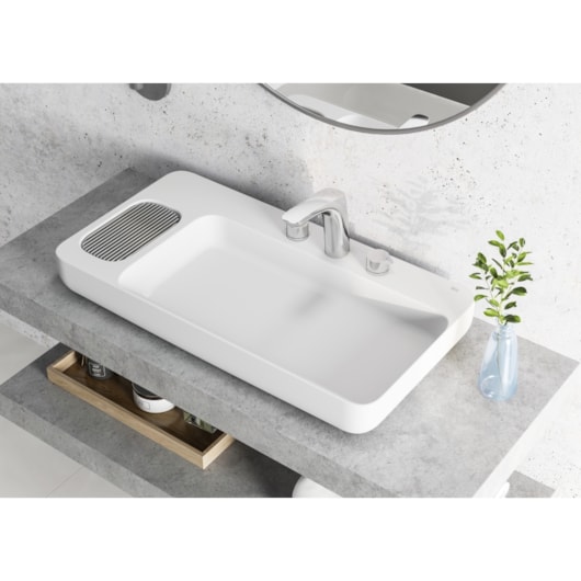 Cuba de Apoio Retangular com Mesa e Válvula Oculta 7/8 Infinity 80x42cm Branco Roca - Imagem principal - 70813932-3ae8-4ac7-95bd-8f8093375fef