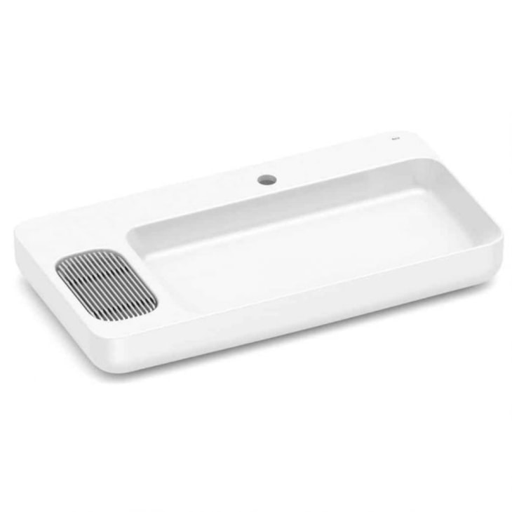 Cuba de Apoio Retangular com Mesa e Válvula Oculta 7/8 Infinity 80x42cm Branco Roca