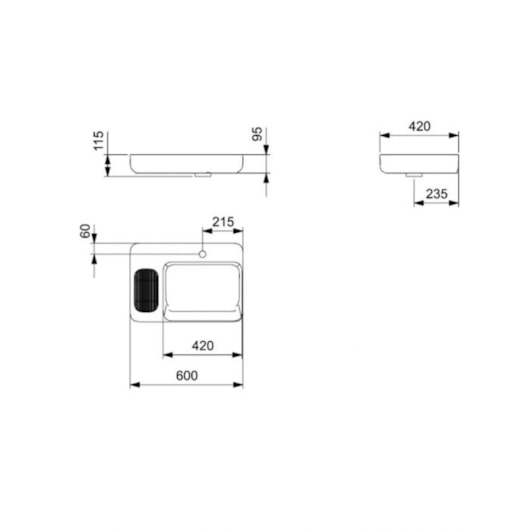 Cuba de Apoio Retangular com Mesa e Válvula Oculta 7/8 Infinity Branco Roca 60x42cm - Imagem principal - f27c27c5-a0bb-49ba-a8e4-19884e364c9f