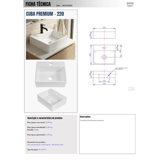Cuba De Apoio Retangular Com Mesa Premium Branco Hervy - Imagem principal - 531ddeec-0ce3-4eba-b5ea-e3761f0fd0da