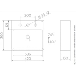 Cuba de Apoio Retangular Luxo Branco Docol 42x39x13cm