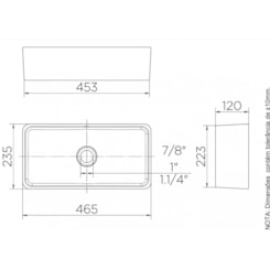 Cuba de Apoio Retangular Luxo Branco Docol 46,5x23,5x12cm