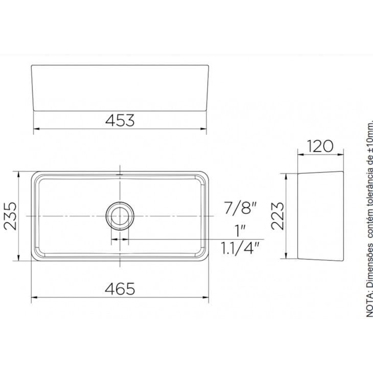Cuba de Apoio Retangular Luxo Branco Docol 46,5x23,5x12cm