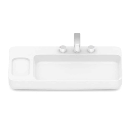 Cuba de Apoio Retangular Sem Saboneteira com Mesa e Válvula Oculta 7/8 Infinity Branco Matte Roca 80x42cm - Imagem principal - 90a61006-effb-46fe-942c-22c4afcc9f94