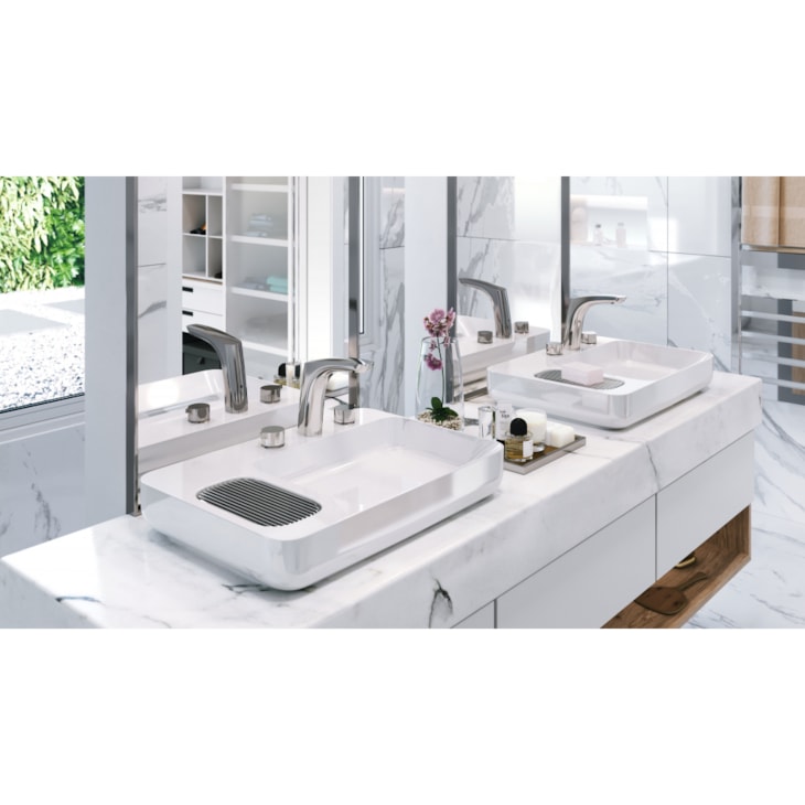 Cuba de Apoio Retangular Sem Saboneteira com Mesa e Válvula Oculta 7/8 Infinity Branco Roca 60x42cm