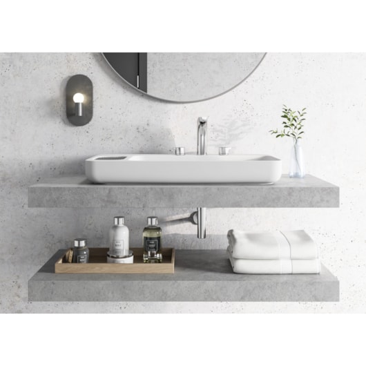 Cuba de Apoio Retangular Sem Saboneteira com Mesa e Válvula Oculta 7/8 Infinity Branco Roca 80x42cm - Imagem principal - 2e030117-48aa-4a1b-bf31-e3ffc92733b9