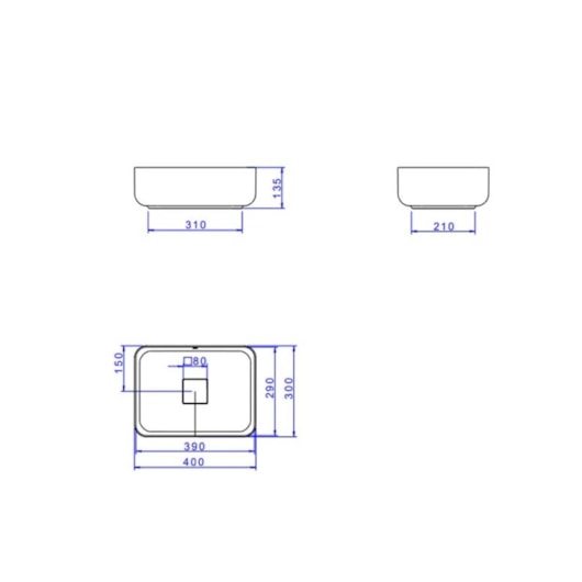 Cuba De Apoio Retangular Slim Branco Deca 40cm - Imagem principal - 24fc8dcc-233e-4778-80bb-783748f988e9