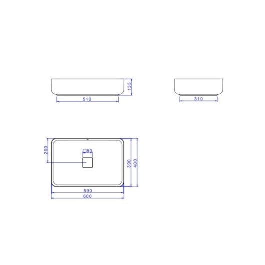 Cuba De Apoio Retangular Slim Branco Deca 60cm - Imagem principal - ab9e39a2-1535-4f1d-99be-92efb2a6b793