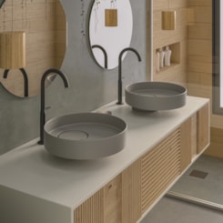 Cuba de Apoio Upper Deck Redonda Design D4 Branco Celite 39,5cm