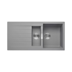 Cuba de Cozinha Dupla Reversível em Quarzex Oslo 50x100cm Cinza Roca