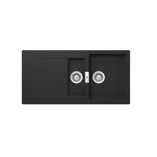 Cuba de Cozinha Dupla Reversível em Quarzex Oslo 50x100cm Preto Roca - Imagem principal - dbf52cfa-9097-4727-a74d-927f886330e1