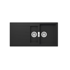 Cuba de Cozinha Dupla Reversível em Quarzex Oslo 50x100cm Preto Roca